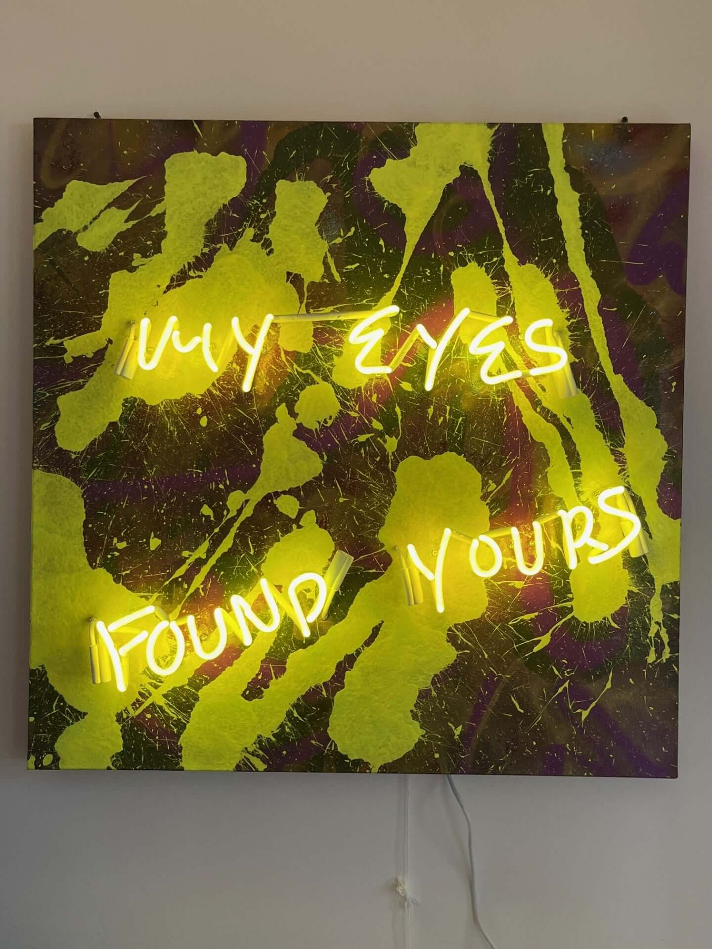 My Eyes Found Yours, 2024 — Real-glass neon on canvas by Missy Sunseri