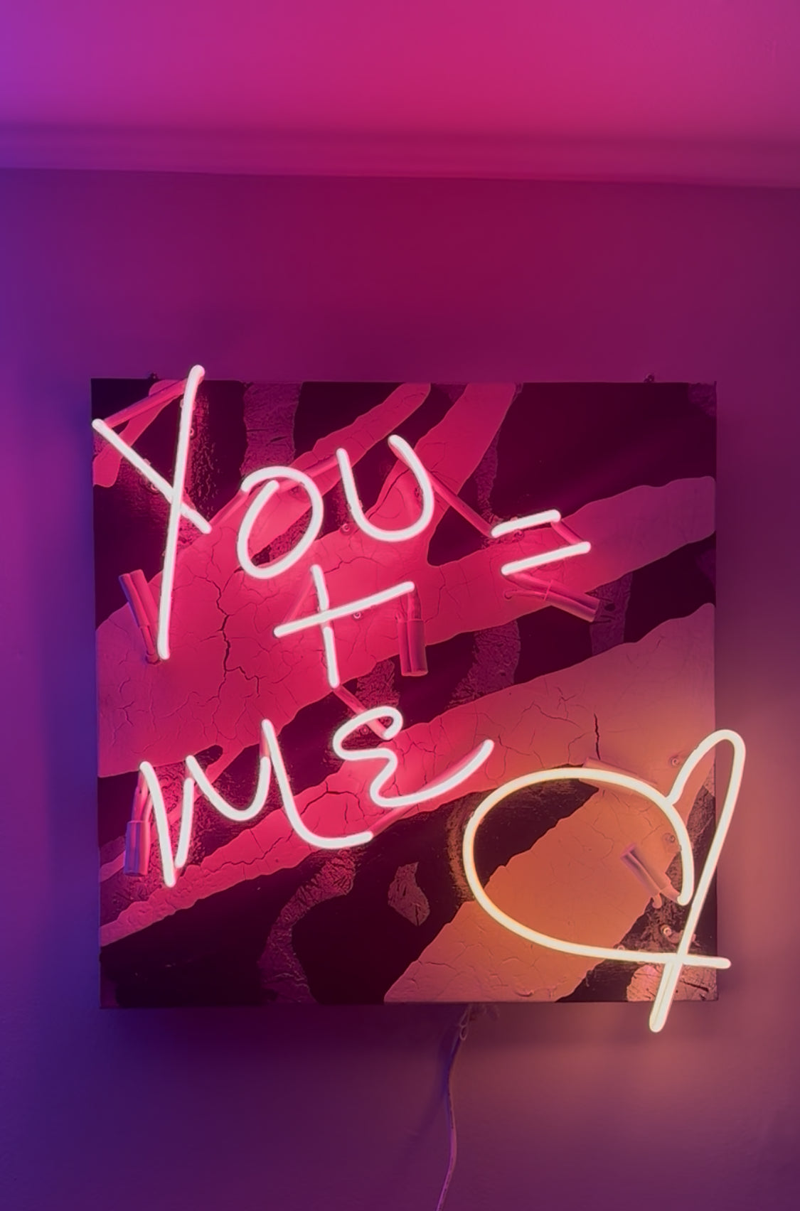 YOU + ME, 2024 — Neon, acrylic on canvas by Missy Sunseri